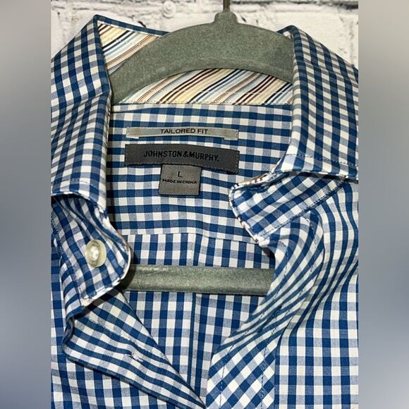 Men's JOHNSTON & MURPHY Tailored Fit Long Sleeve Button Down Shirt‎ LARGE - Picture 3 of 4
